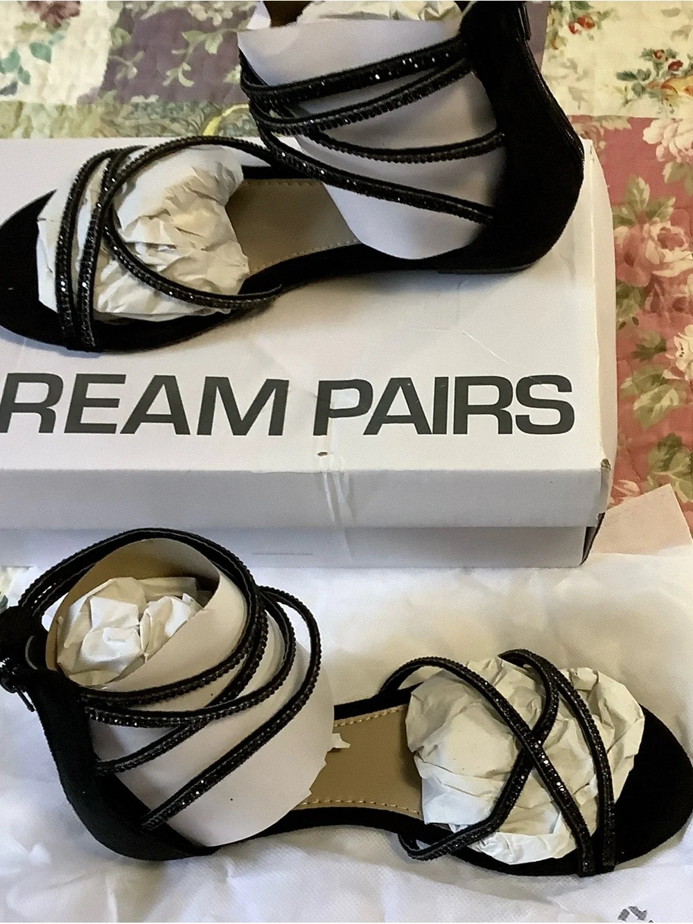 Dream Pairs Black Strappy Ankle Wrap Sandals
